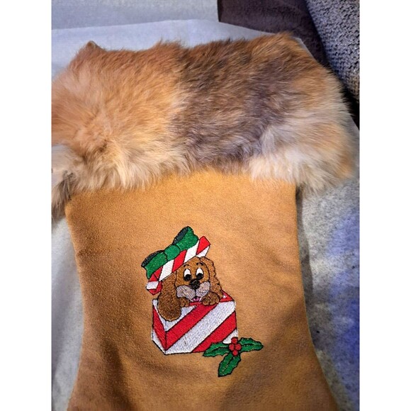 HAPPY HOLIDAYS CHRISTMAS STOCKING‎ WITH FUR LINING-14”-NEW 2 Stockings - Picture 8 of 11